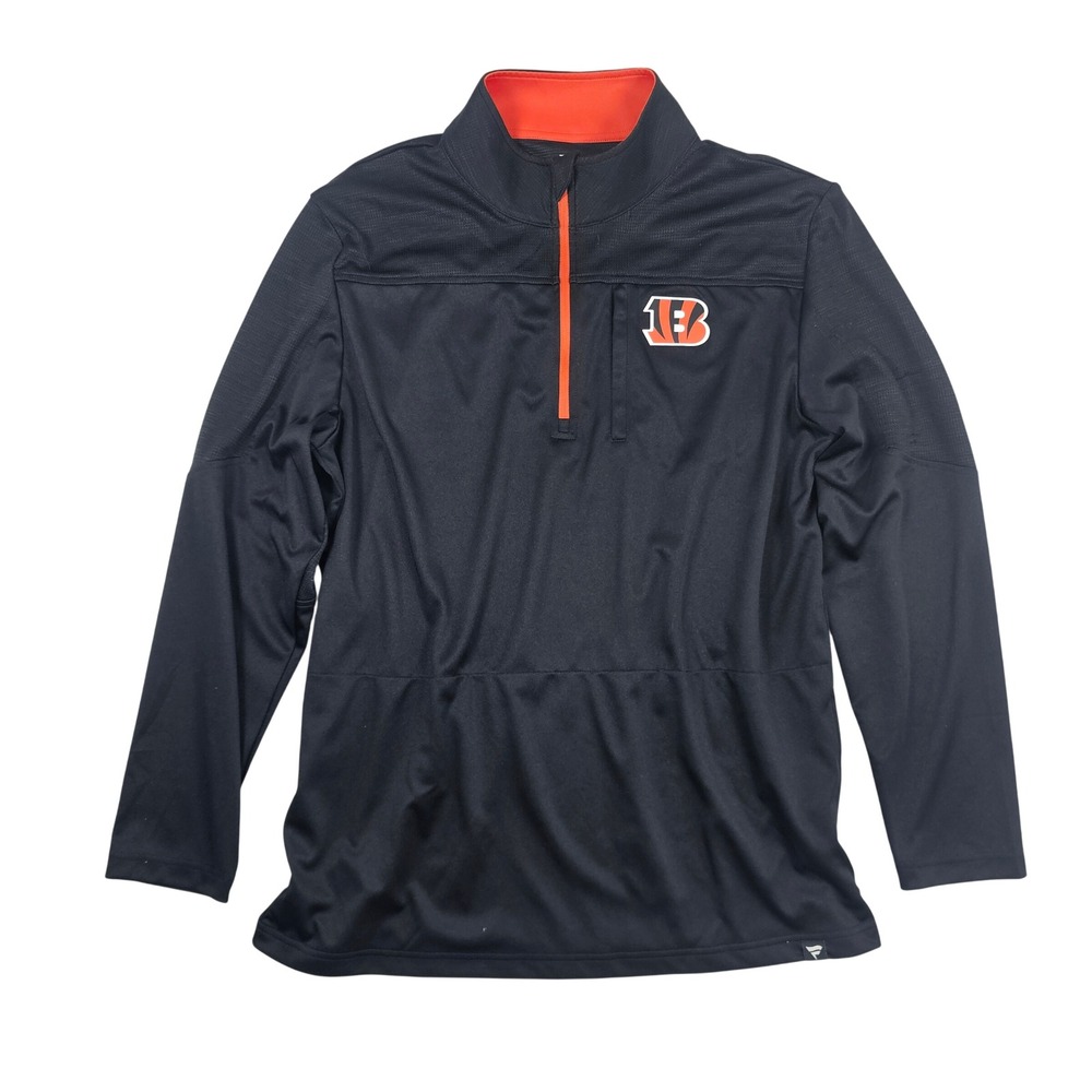 Fanatics Cincinnati Bengals Mens‎ XL Quarter Zip Pullover Black Orange NFL Logo